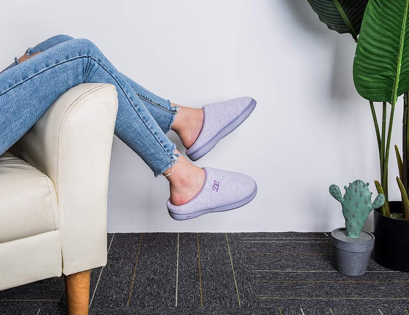 DL Womens Memory Foam Slippers, Cozy Slip on House Slippers For Women Indoor Outdoor, Comfy Women's Bedroom Slippers Warm Soft Flannel Lining Home Slippers Size 7-8 Purple - Image 5